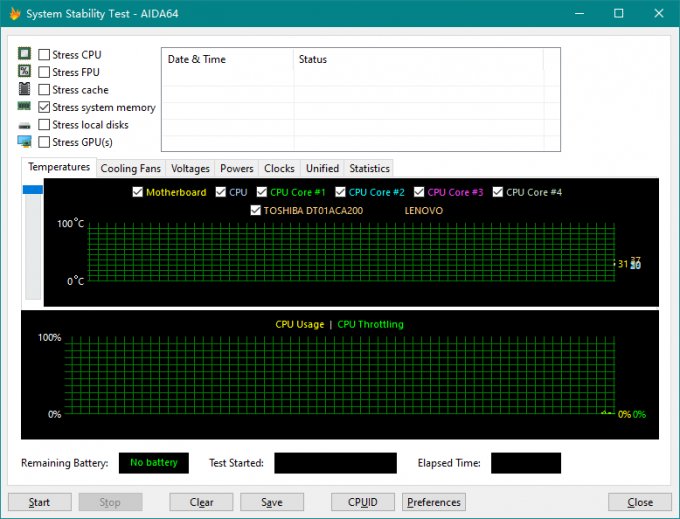 AIDA64内存稳定性测试界面