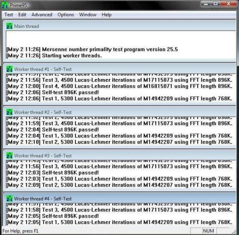 prime 95软件主界面