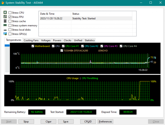 观察CPU工作温度变化