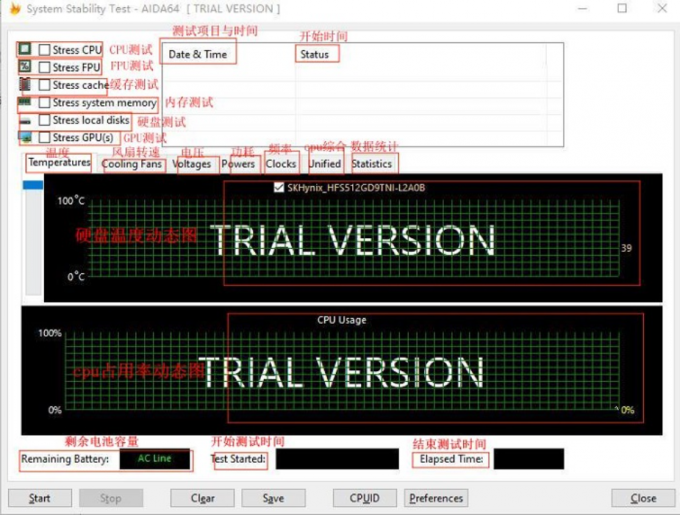 系统稳定性测试界面详解