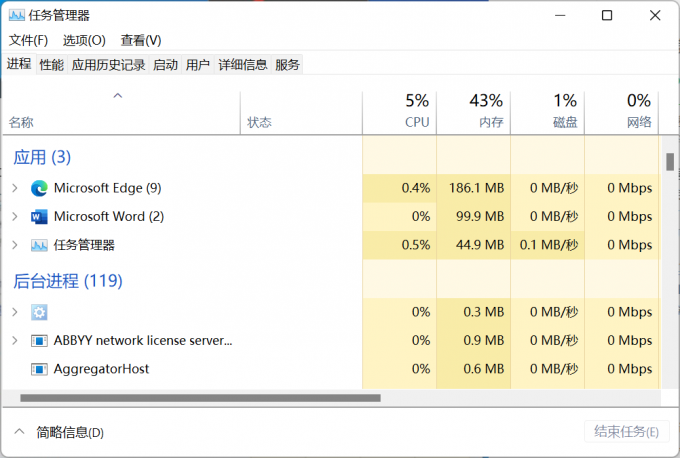任务管理器界面