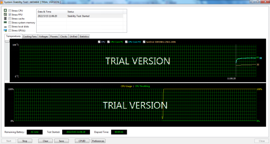 AIDA64软件烤机中
