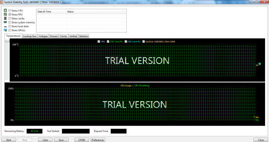 打开软件系统稳定性检测界面