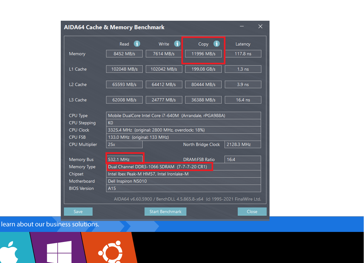 内存性能测试界面