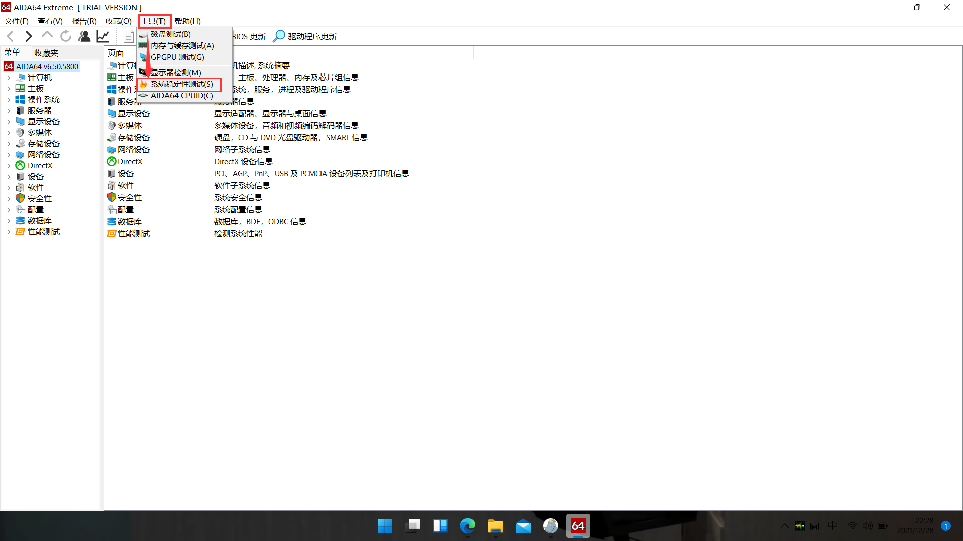 进入AIDA64烤机界面