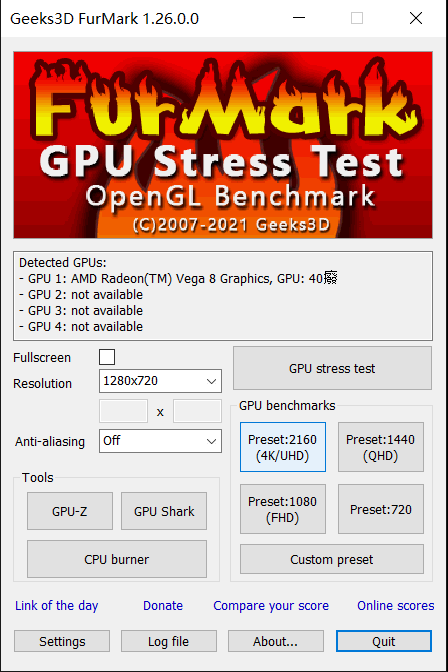 Furmark软件主界面