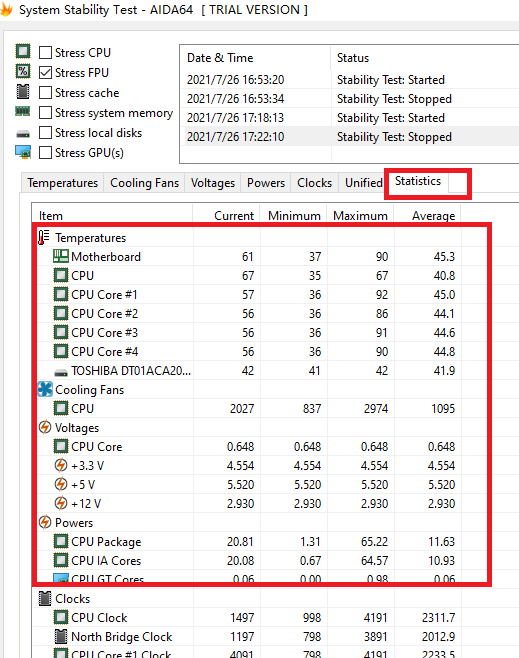  AIDA64 Extreme CPU测试统计报告