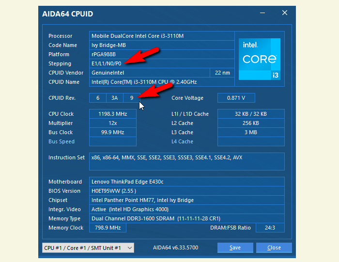 AIDA64 CPUID的窗口