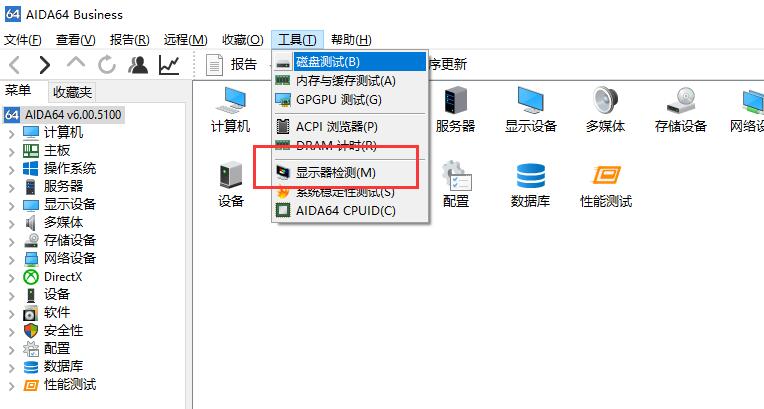 AIDA64显示器检测