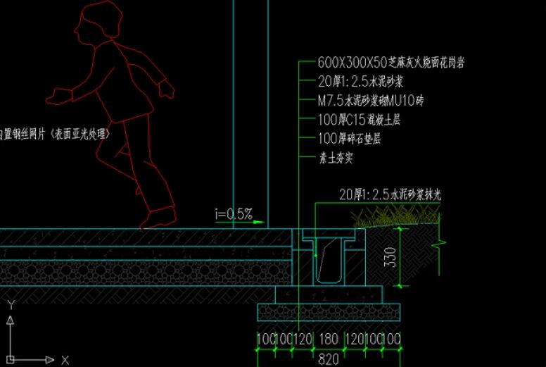 标准篮球场施工图及篮球架、排水沟图纸