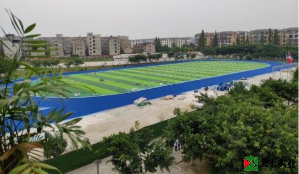 学校蓝色塑胶运动场